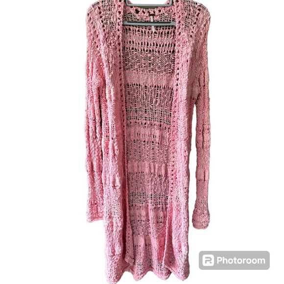 Free People Ombré Crochet Cardi in Pink. Size Small. - Picture 2 of 10